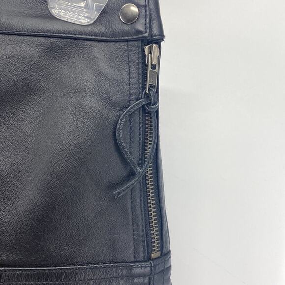 Vintage Newport News leather min skirt flare black avant-garde grunge chic biker - Picture 3 of 11